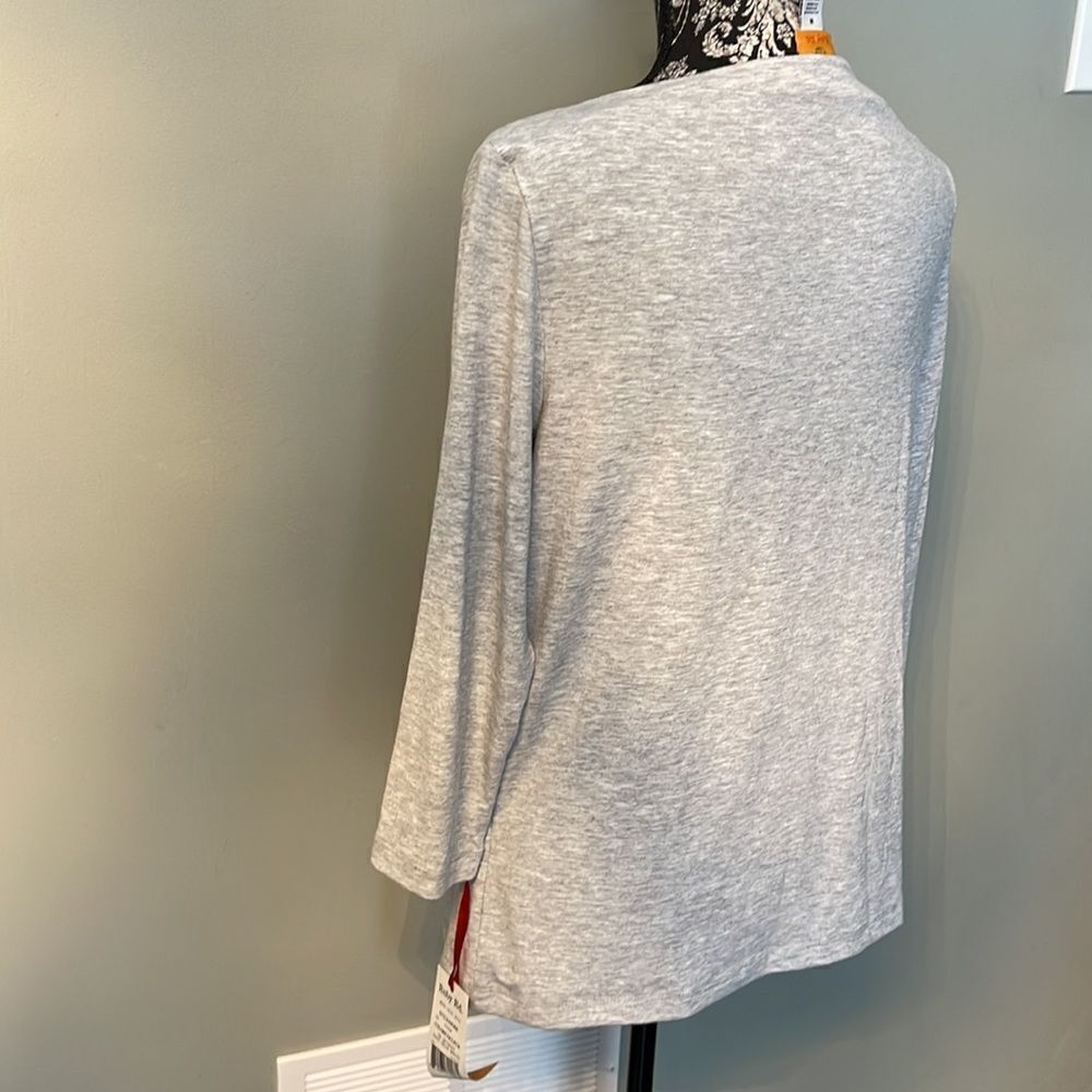 Ruby Rd Embellished Boat Neck Tee-GREY-Medium - Picture 2 of 4